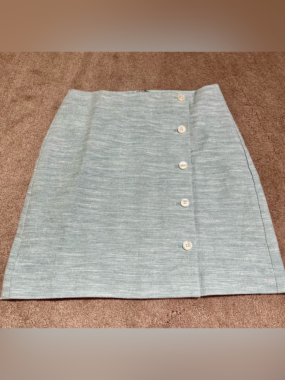 LOFT Light Blue Button-Front A line Skirt